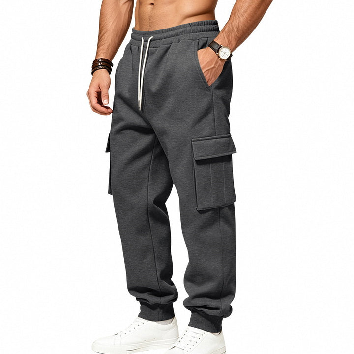 Herren locker geschnittene Cargo-Jogginghose mit elastischem Bund und großen Klappentaschen Drune