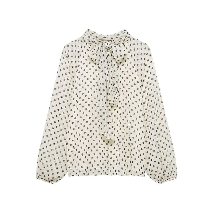 Damen nan Chiffonbluse mit Schleifenkragen und Ballonärmeln Drune