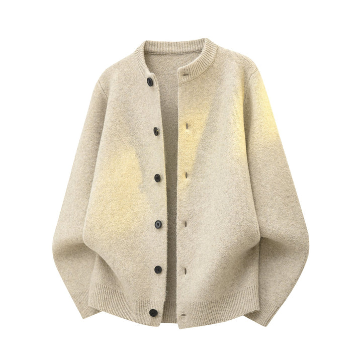 Damen Oversize Strickjacke im Bomberstil mit Rundhals, geripptem Saum & Ballonärmeln Drune