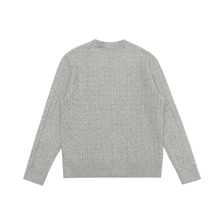 Unisex Feiner Zopfstrick-Cardigan mit Rundhalsausschnitt und Knopfleiste Drune