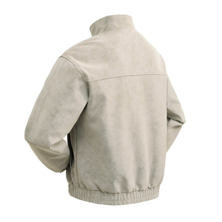 Herren kurzer Velours‑Imitat Blouson mit hohem Stehkragen, Metallreißverschluss und elastischem Saum Drune