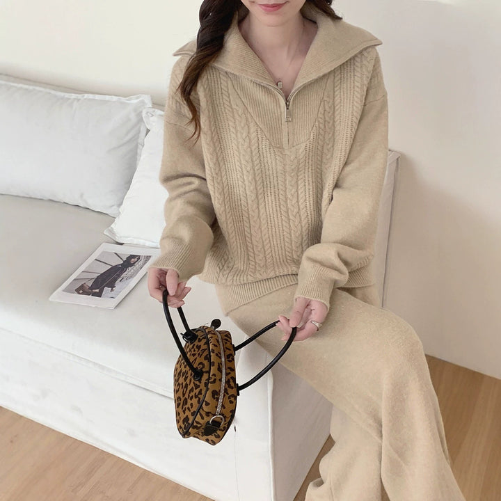 Damen Sportlicher Wollpullover mit hohem Kragen Drune