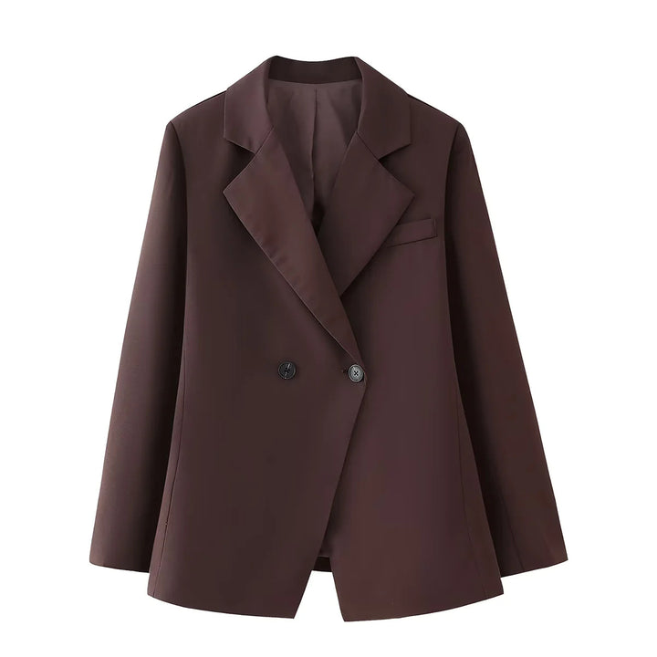 Damen nan oversized Longblazer mit kastigem Schnitt Reverskragen und verdeckter Brustpaspel Drune