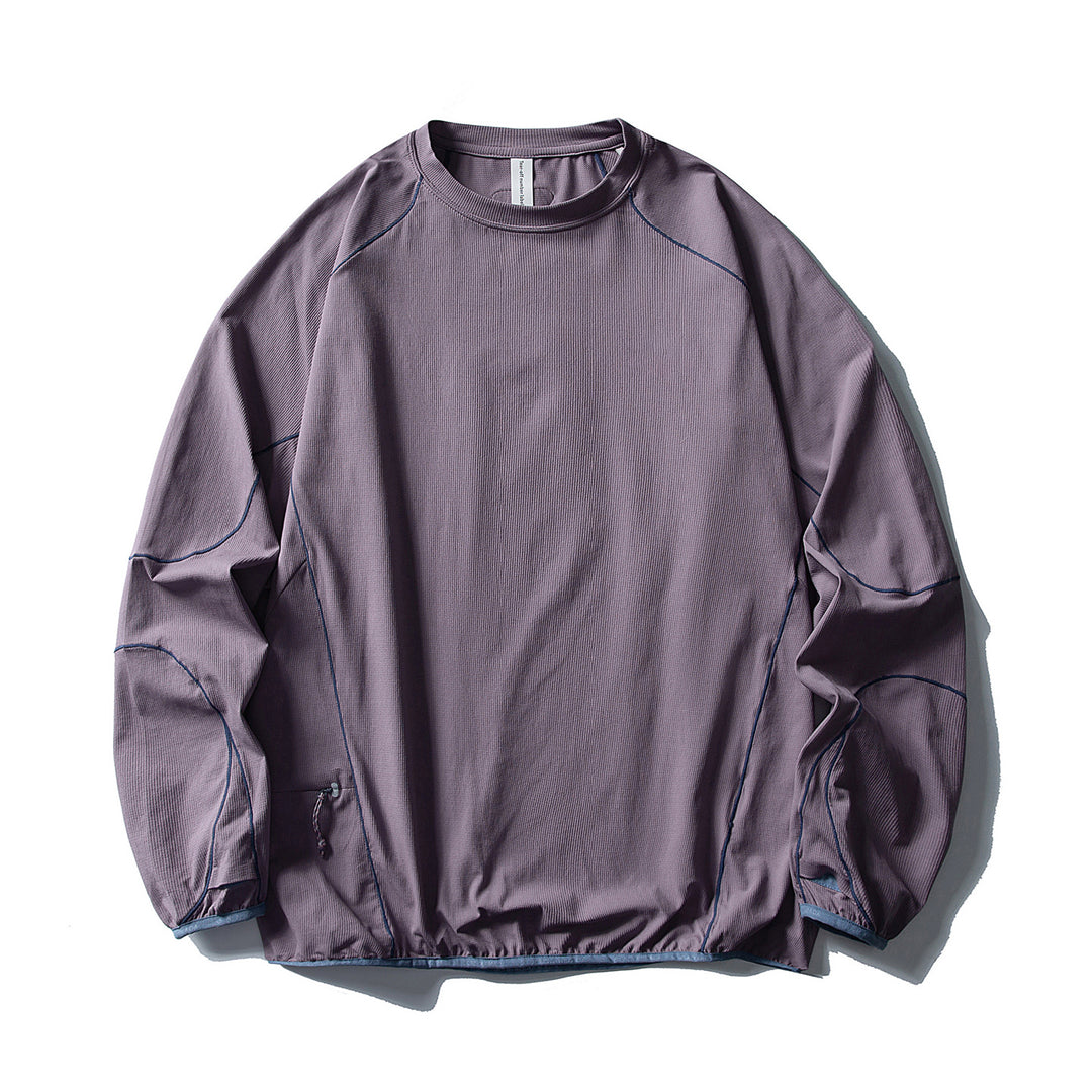 Unisex Technischer Oversize Rundhals-Pullover mit Flatlock-Nähten und seitlicher Reißverschlusstasche Drune
