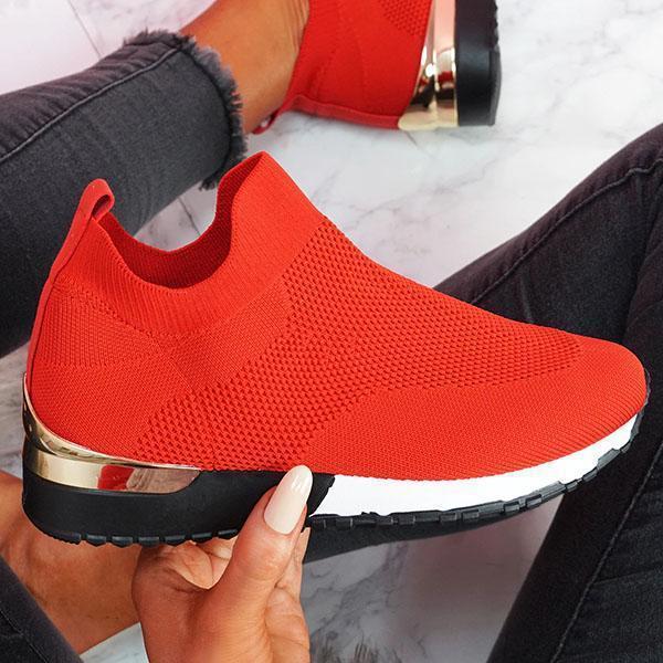 Damen Sockensneaker mit gestricktem Obermaterial und Keilsohle Drune