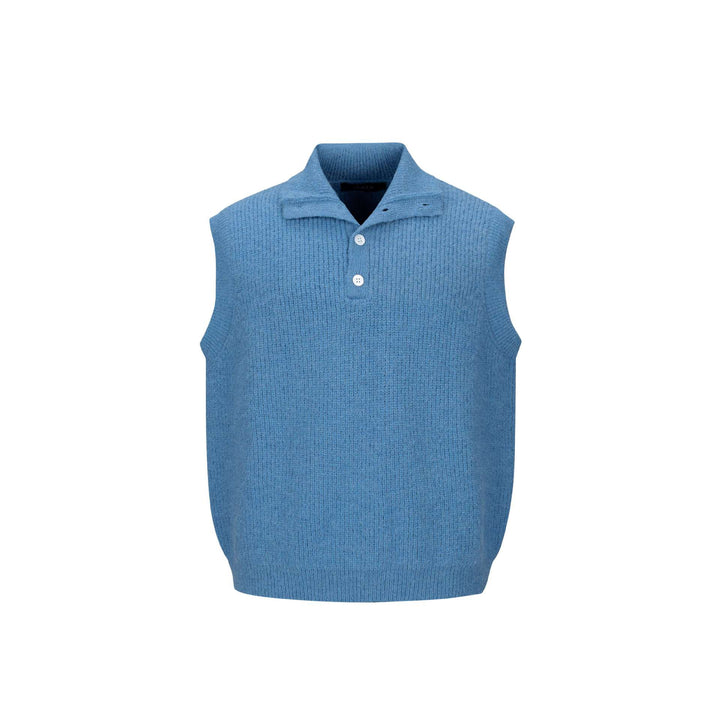 Unisex Grobgestrickte Weste mit Polokragen und Halbknopfleiste Drune