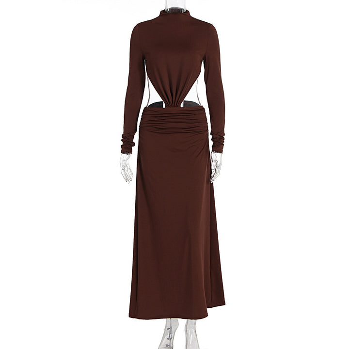 Damen Elegantes Wickelkleid mit langen Ärmeln und Raffungen Drune