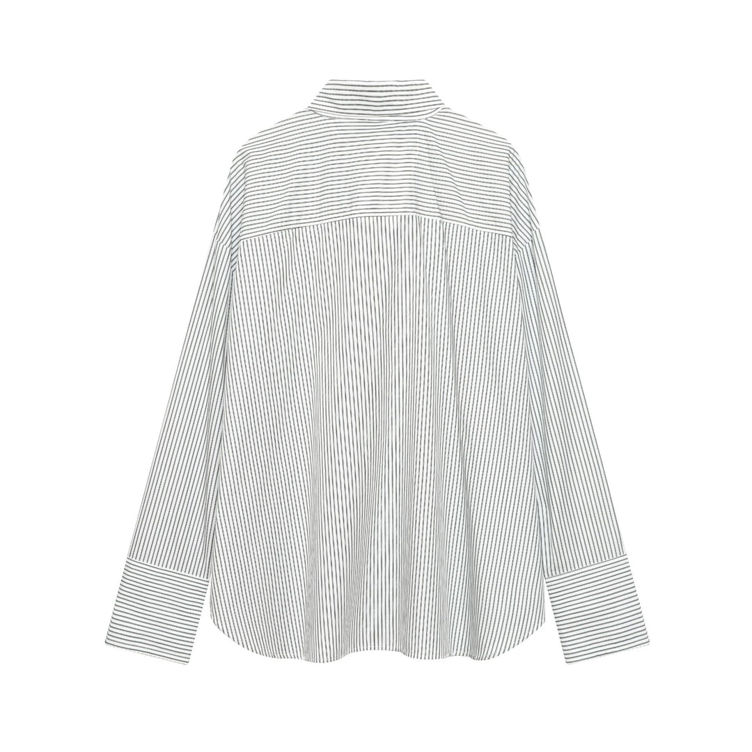 Damen nan gestreifte Bluse mit Schluppe, verdeckter Knopfleiste und Oversize-Schnitt Drune