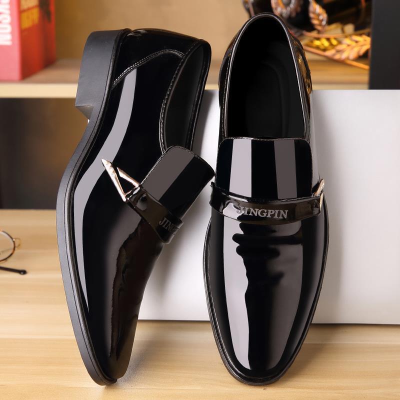 Herren Lackoptik-Loafer mit dekorativer Metall-Zierschnalle und schlanker Eleganz Drune