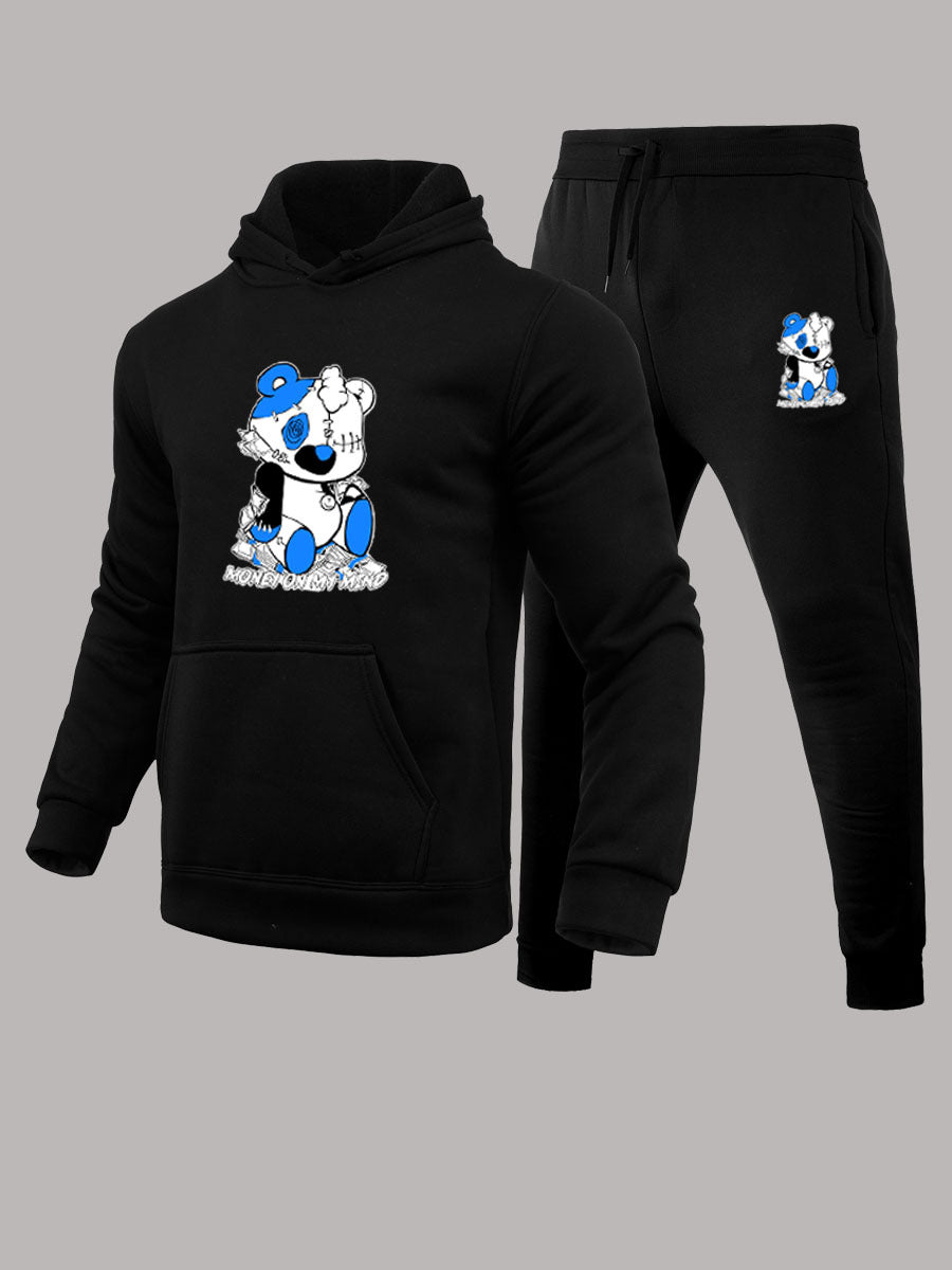 Damen Kapuzenpullover und Jogginghose Set mit kreativem Bärenmotiv Drune