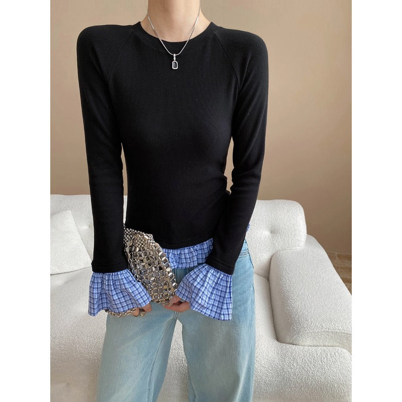 Damen Langarmshirt mit modischem Schößchen Drune