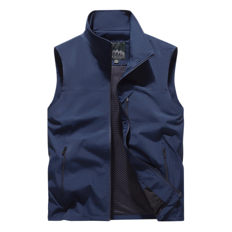 Herren Winddichte Softshell‑Outdoorweste mit belüftetem Mesh‑Innenfutter und verdeckten Reißverschlusstaschen Drune