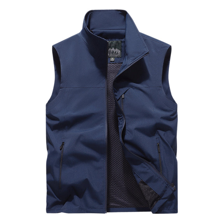 Herren Winddichte Softshell‑Outdoorweste mit belüftetem Mesh‑Innenfutter und verdeckten Reißverschlusstaschen Drune