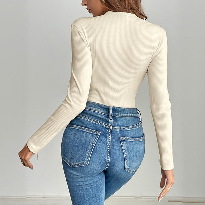 Damen Langarm Shirt mit Knopfdetails Drune