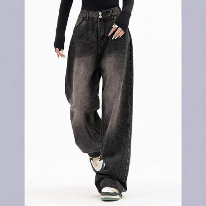 Damen Extraweite High‑Waist Denim‑Baggy‑Jeans mit verlängertem Saum Drune