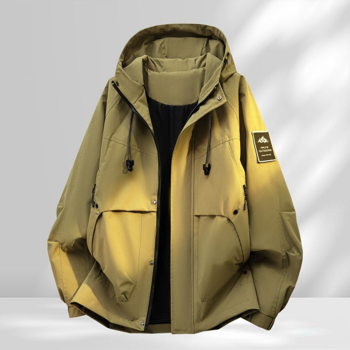 Herren Oversize-Utility-Outdoorjacke mit Kapuze, wattierter Innenlage & Multifunktionstaschen Drune