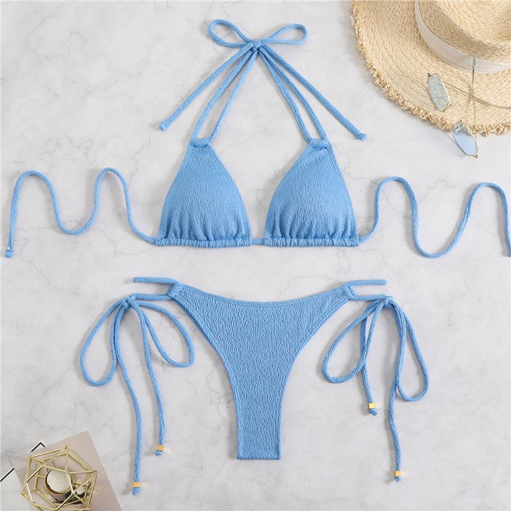 Damen Triangel-Bikini-Set mit verstellbaren Knoten Drune