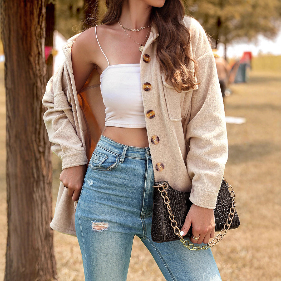 Damen Flauschige Oversized Jacke Drune