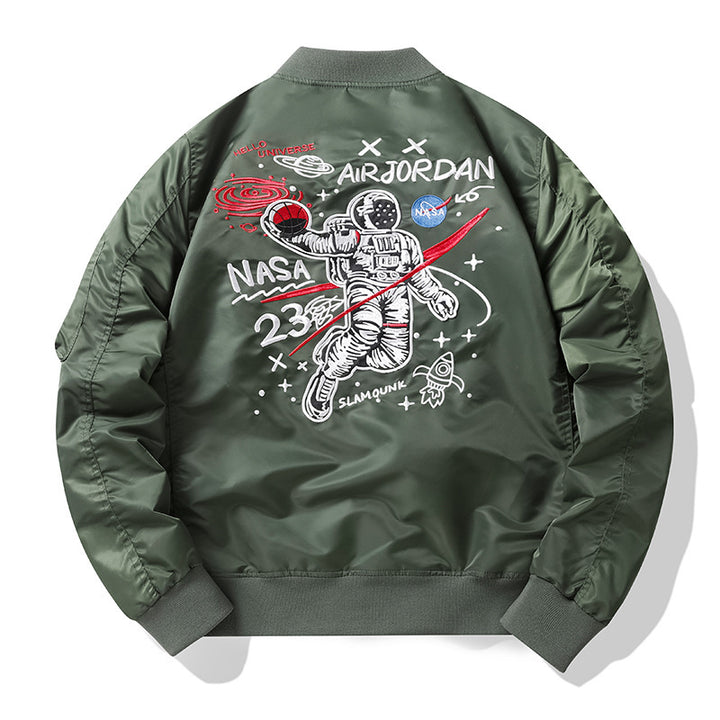 Herren Vintage-inspirierte Piloten-Bomberjacke mit Aufnäher-Details und Ärmeltasche Drune