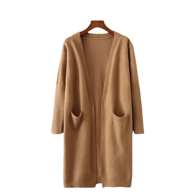 Damen Lange Strickjacke mit tiefen Taschen und offenem Schnitt Drune