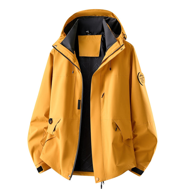 Herren Wasserabweisende Oversize-Outdoorjacke mit Kapuze, atmungsaktivem Softshell & Utility‑Taschen Drune