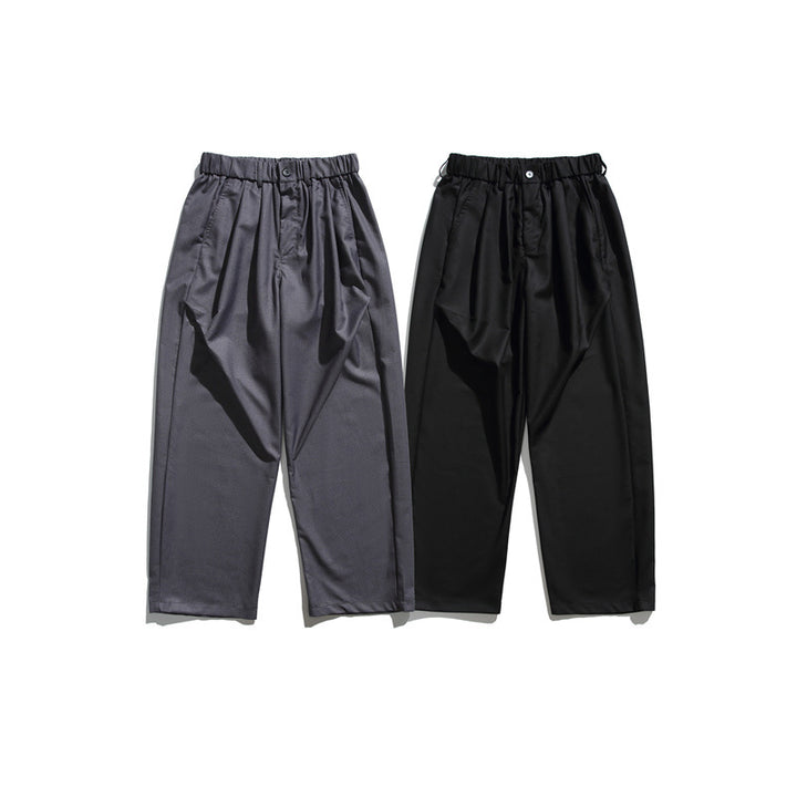 Herren Locker geschnittene Bundfalten-Cropped-Hose mit elastischem Bund und Bügelfalte Drune