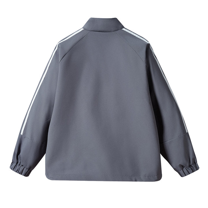 Herren Leichte Retro-Track-Übergangsjacke mit Stehkragen und Ärmelstreifen Drune