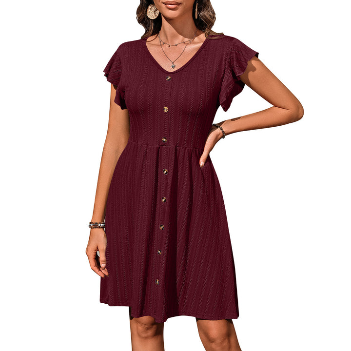 Damen Midi-Kleid mit Knopfleiste und luftigen Ärmeln Drune