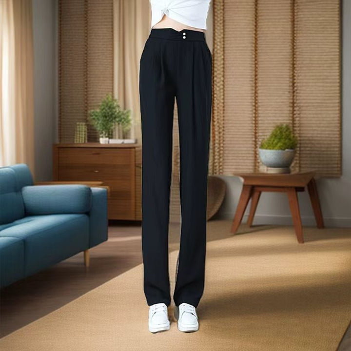 Damen Elegante und luftige Stoffhose mit hohem Bund Drune
