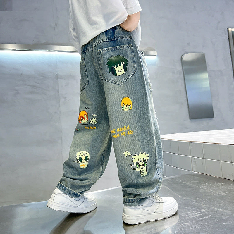 Unisex lässige Jeans mit bunten Graphics Drune