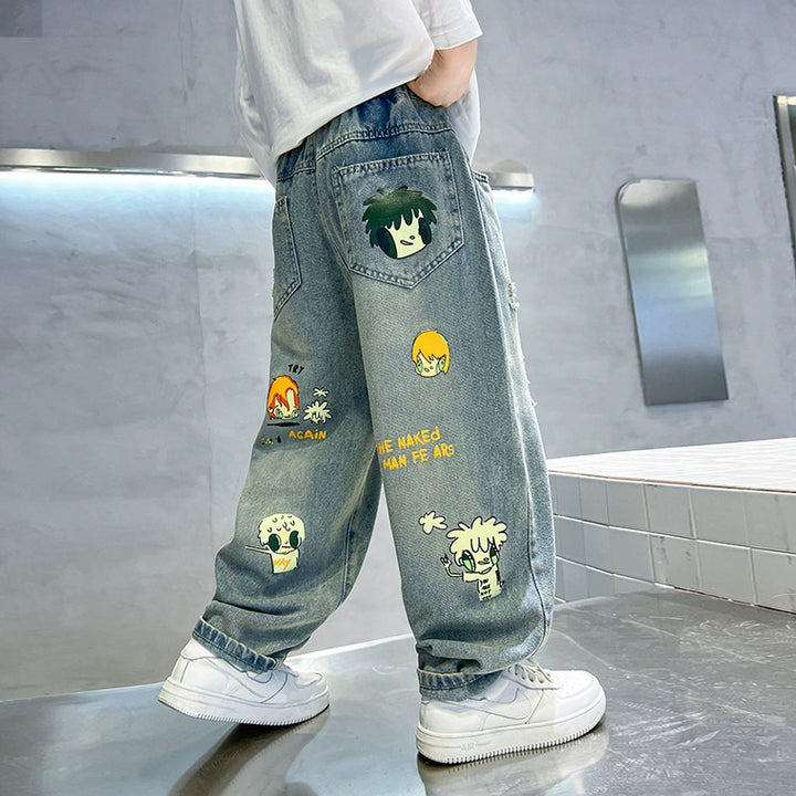 Unisex lässige Jeans mit bunten Graphics Drune