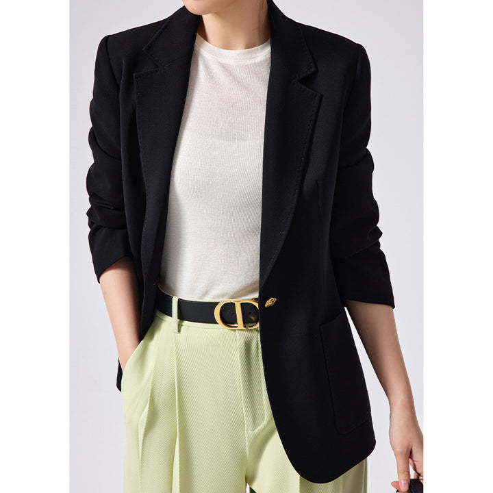 Damen Taillierter Ein-Knopf-Blazer mit aufgesetzten Taschen und schmalem Revers Drune