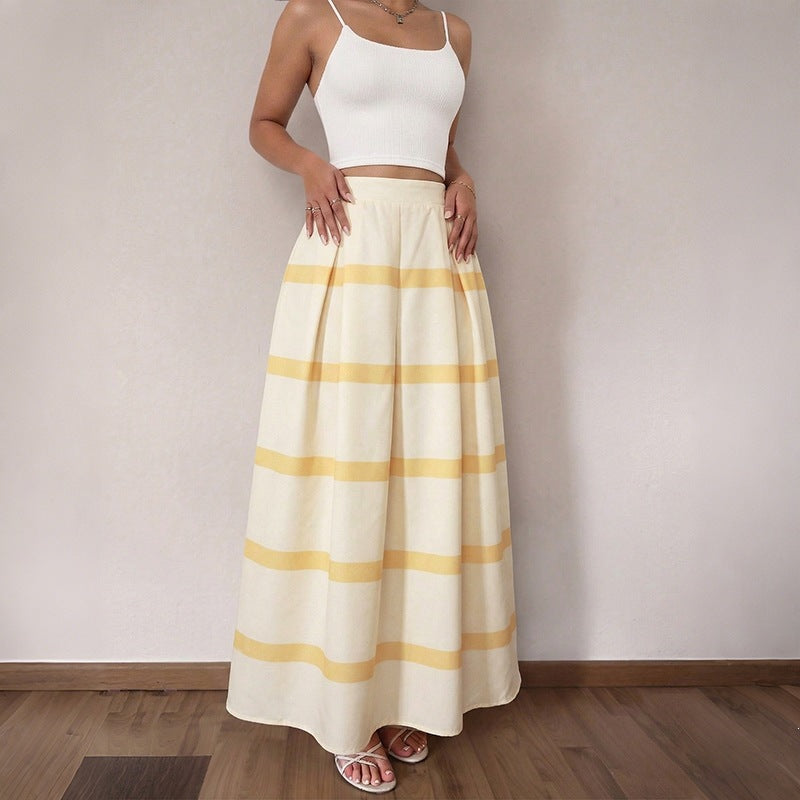 Damen Eleganter Maxirock mit Streifen Drune