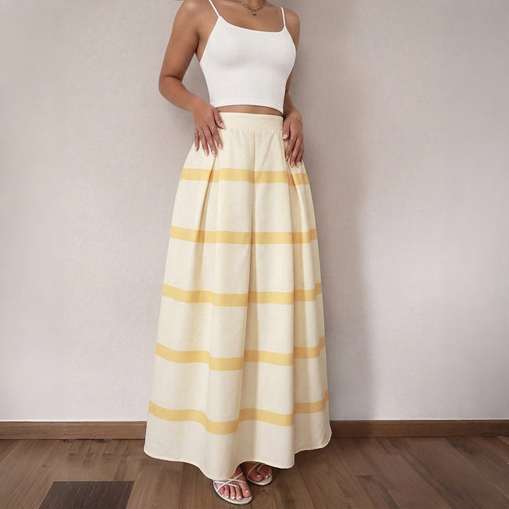 Damen Eleganter Maxirock mit Streifen Drune