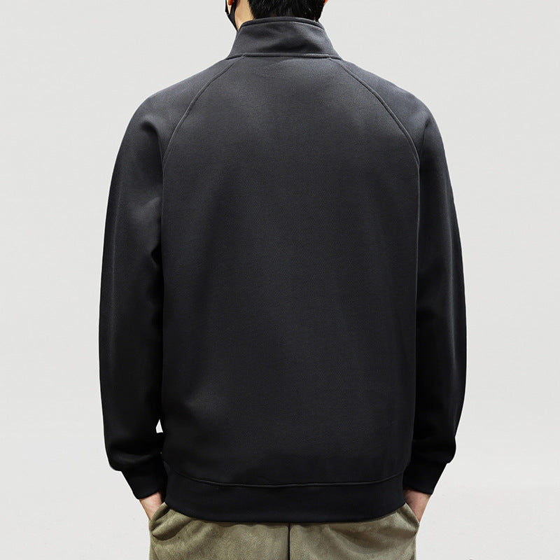 Herren Oversize-Halbzip-Sweatshirt mit hohem Stehkragen, Raglanärmeln & gerippten Abschlüssen Drune