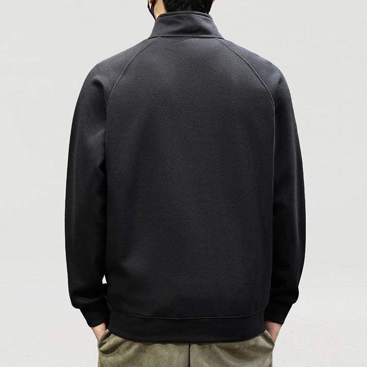 Herren Oversize-Halbzip-Sweatshirt mit hohem Stehkragen, Raglanärmeln & gerippten Abschlüssen Drune