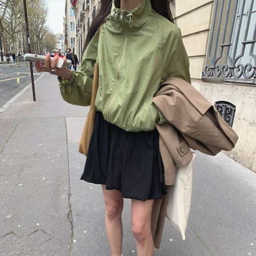 Damen leichte Windjacke mit voluminösen Ärmeln Drune