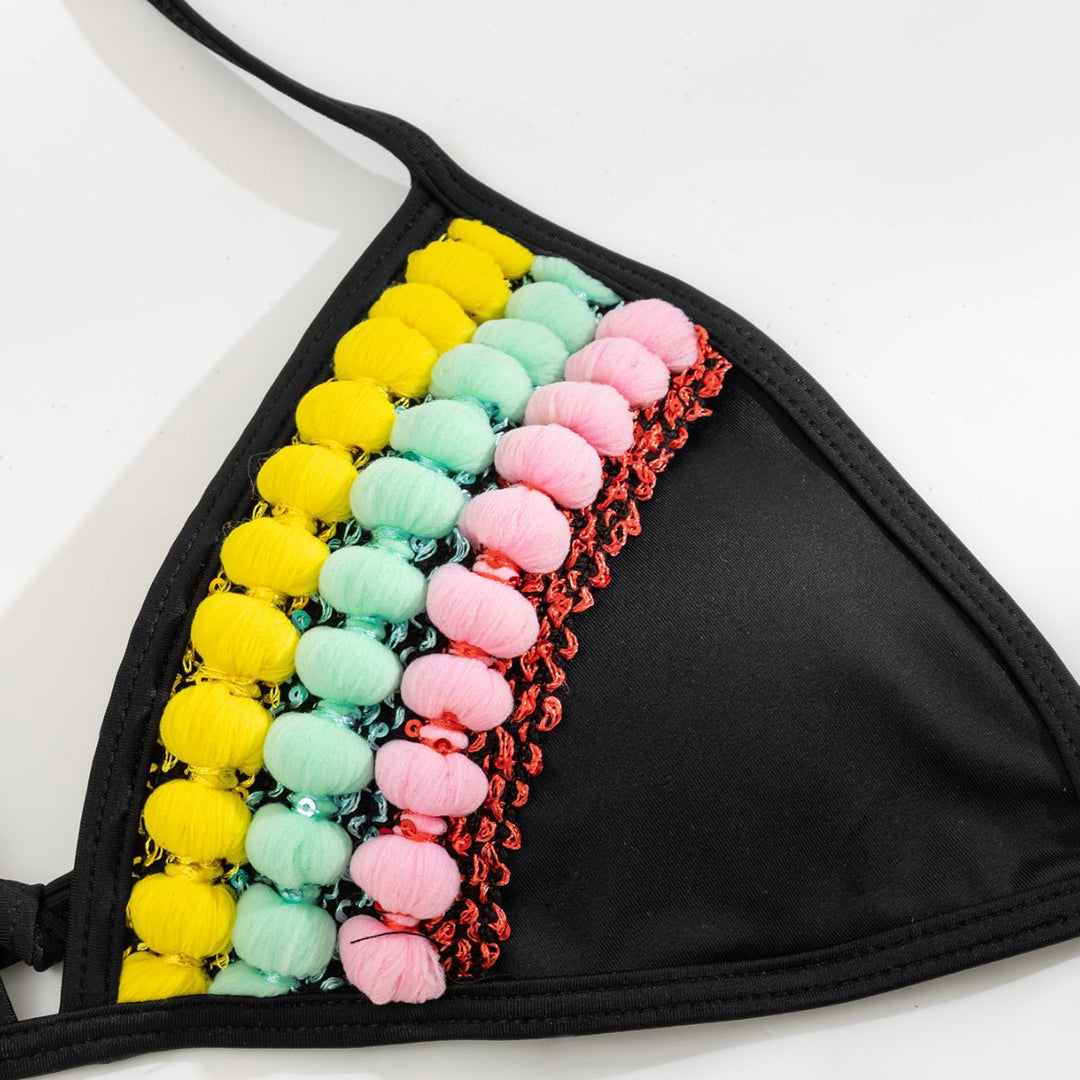 Damen Triangel-Bikini mit farbenfrohen Quasten Drune