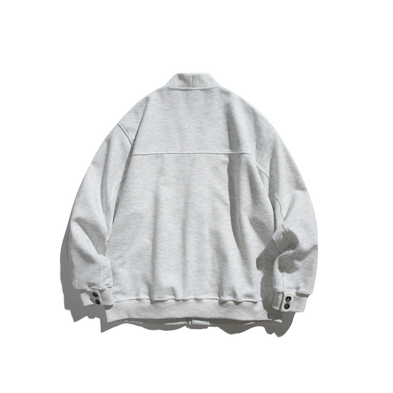 Unisex Oversize-Cardiganjacke aus schwerem French-Terry mit V-Ausschnitt und aufgesetzten Eingrifftaschen Drune