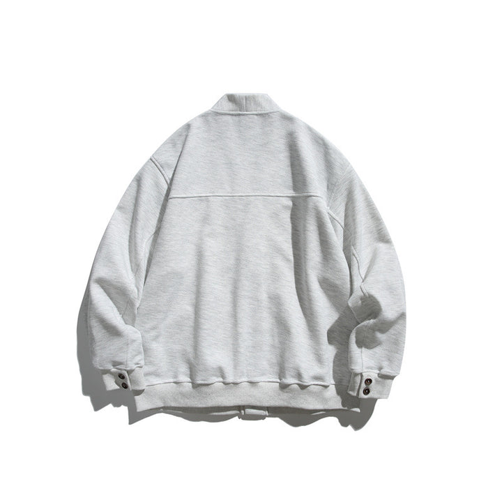 Unisex Oversize-Cardiganjacke aus schwerem French-Terry mit V-Ausschnitt und aufgesetzten Eingrifftaschen Drune