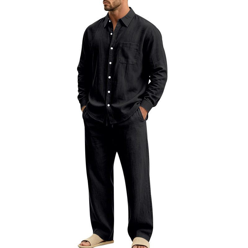 Herren legeres Leinen-Hemd mit weiter Lounge-Hose Drune