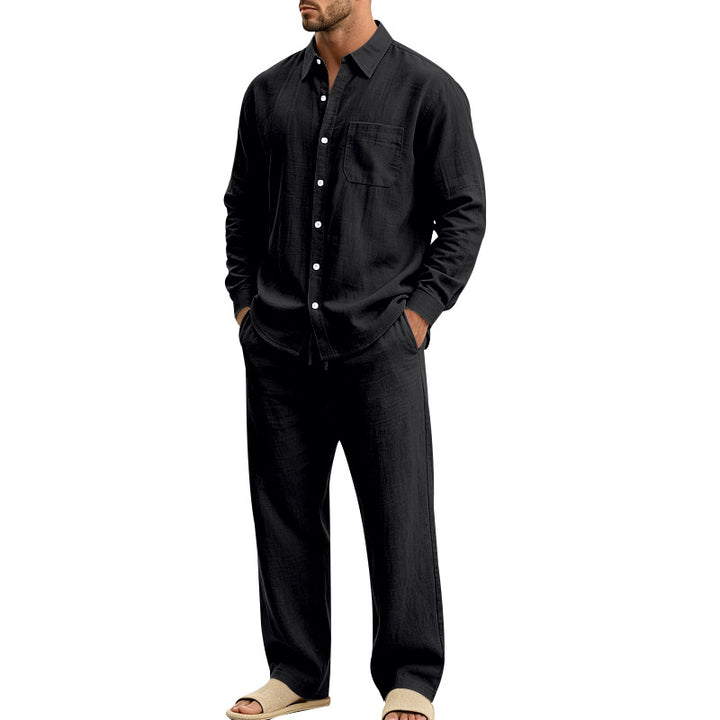 Herren legeres Leinen-Hemd mit weiter Lounge-Hose Drune