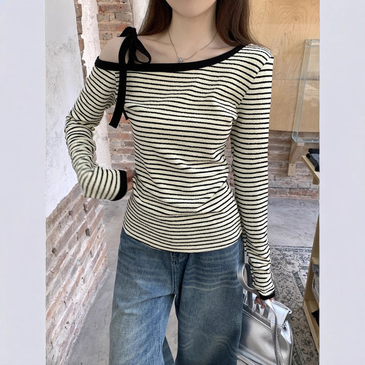 Damen asymmetrisches Langarmshirt mit schickem Trägerdetail Drune
