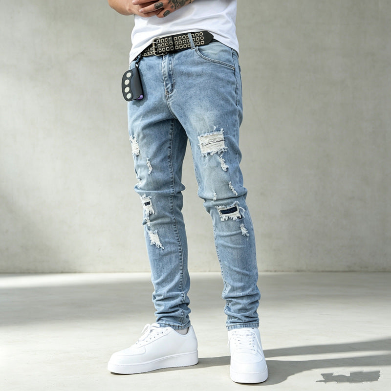 Herren Modische Ripped Denim Pants Drune