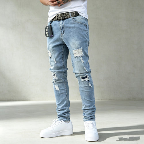 Herren Modische Ripped Denim Pants Drune