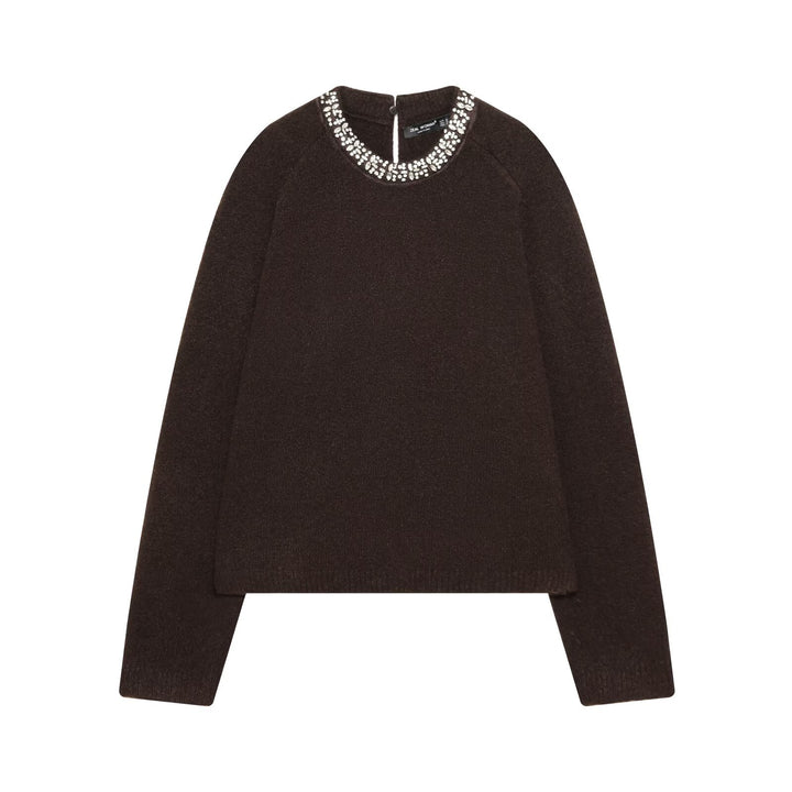 Damen Feinstrick-Pullover mit Schmuckkragen und leichtem Boxy-Cropped-Schnitt Drune