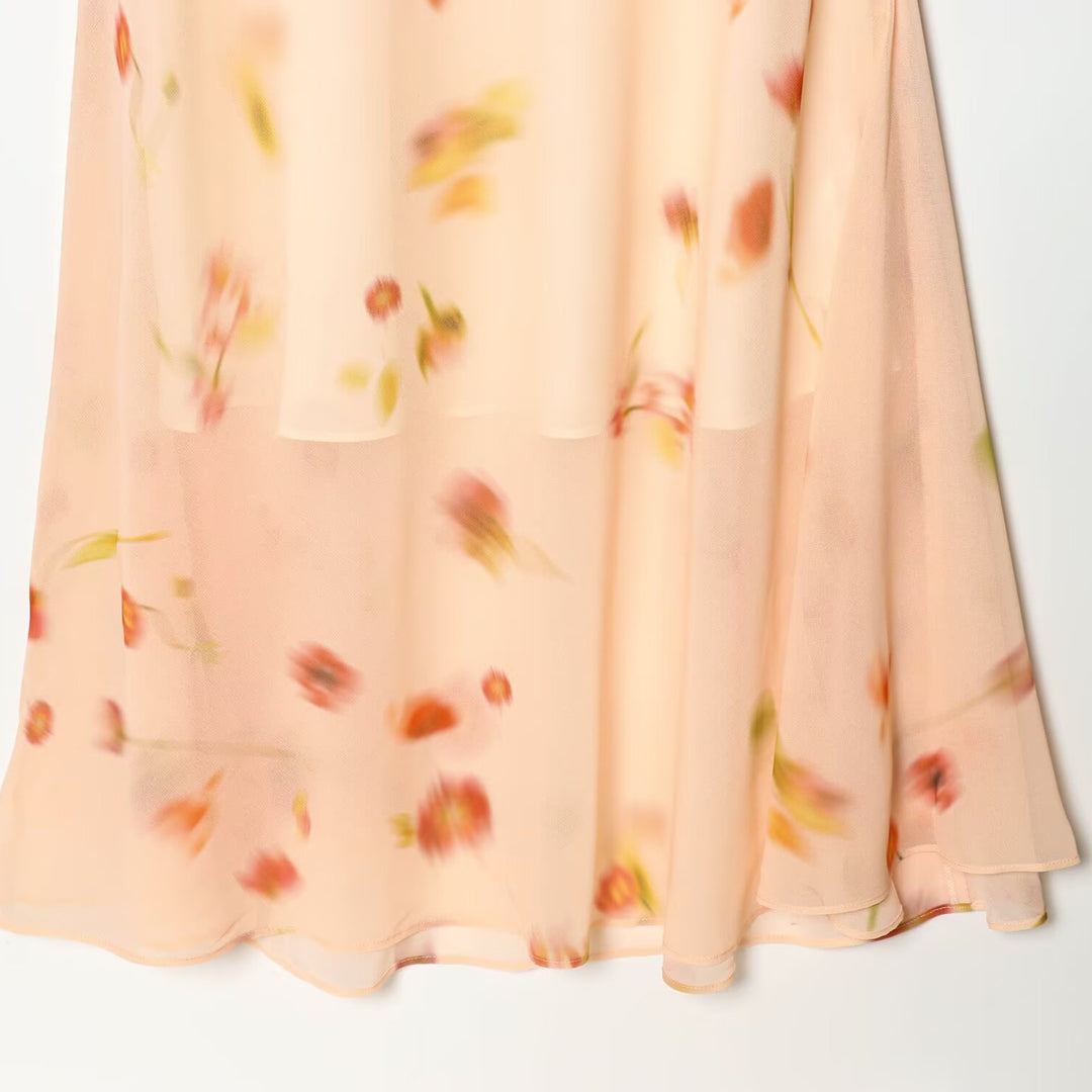 Damen Maxikleid mit romantischem Volant und floralen Akzenten Drune