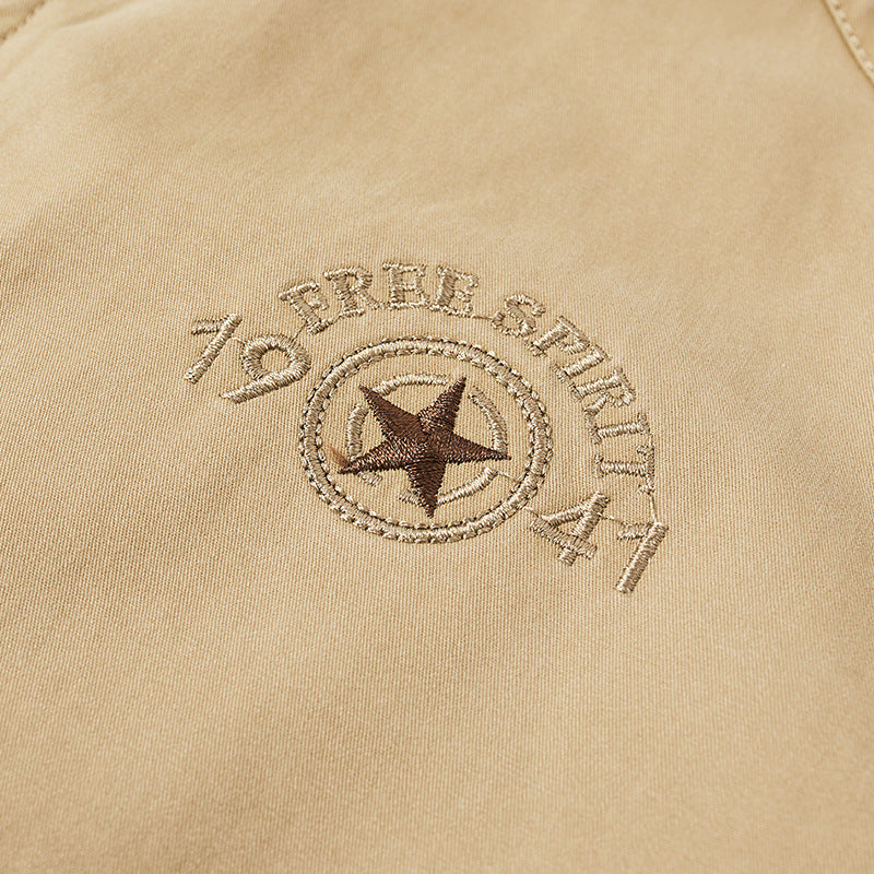 Herren leichte Canvas-Übergangsjacke mit Stehkragen, Reißverschluss und geripptem Saum Drune