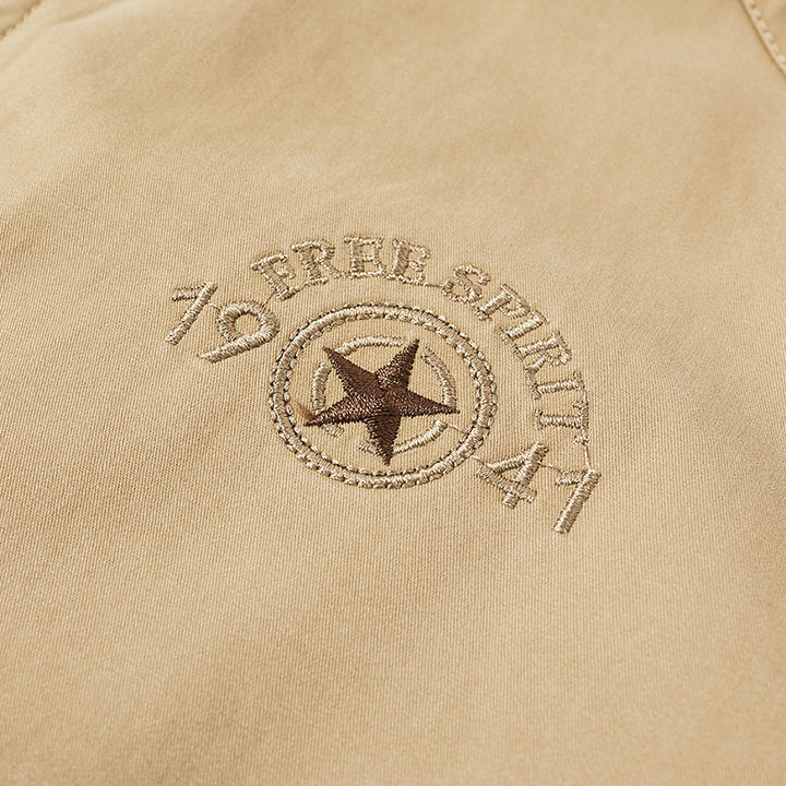 Herren leichte Canvas-Übergangsjacke mit Stehkragen, Reißverschluss und geripptem Saum Drune