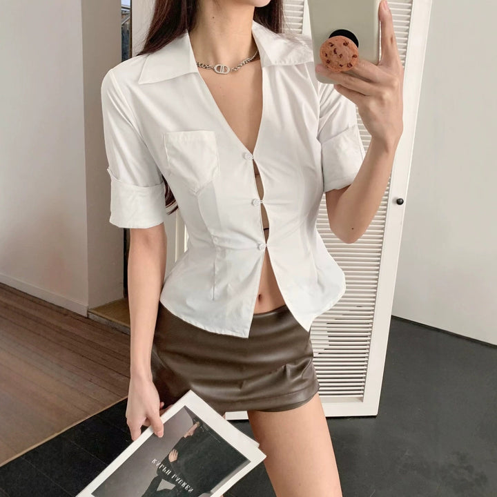 Damen Bluse mit elegantem Schnitt und praktischer Taschenlösung Drune
